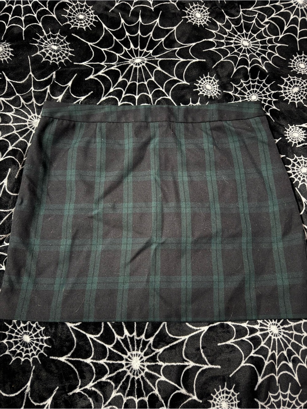 GAP Black and Dark Green Plaid Mini Skirt